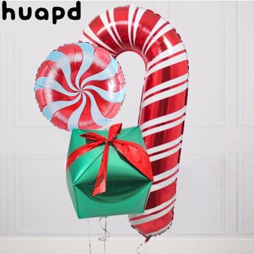 3pcs aluminum foil balloon red lollipop merry christmas balloon 18inch red green candy decoration inflatable balloon party suppl