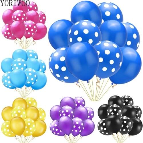 YORIWOO 10pcs Latex Balloon Polka Dot Happy Birthday Balloon Air Baby Shower Boy Girl Baloon Wedding Party Decoration Babyshower
