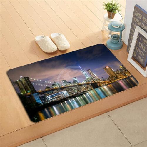 W530L18 Custom New York Empire State Building Watercolor Painting Doormat Home Decor Door mat Floor Mat Bath Mats foot pad #F17