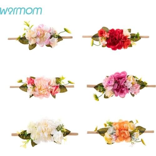 Warmom Pastoral Artificial Flower Headbands Child Hairband Infant Baby Nylon Headband Princess Hair Accessories Baby Photo Props