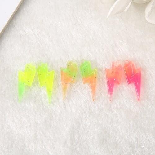 15pairs /lot 27mm*10mm Cute multicolor Flatback Resin Lightning with hole Cabochons Crafts for earrings & pendants