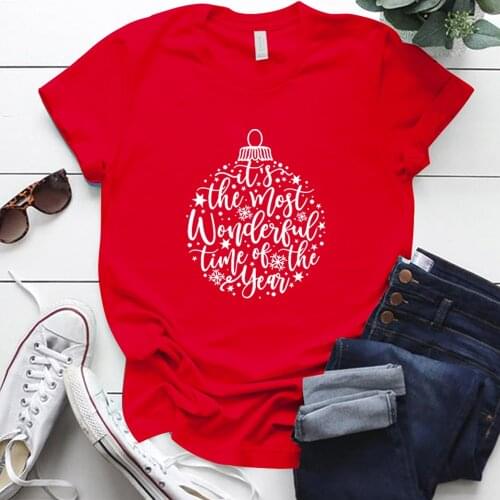 Its The Most Wonderful Time of The Year Printing Women Summer Aesthetic T Shirt Plus Size S-5xl Cotton Tops Mujer Camisetas