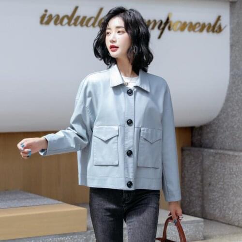 Large Size Women Leather Jacket Spring 2021 New Motorcycle Women Leather Clothing Short Slim Autumn PU Leather Coat Female