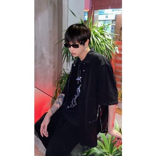 S-6XL 2021 New Men Womens clothing Show Original Loose side drawstring pocket casual Shirt Plus size costumes