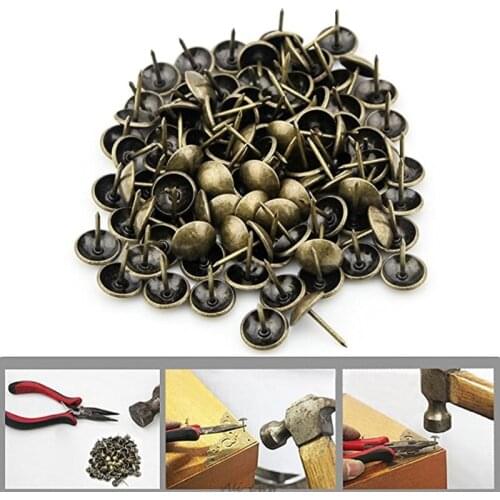 100PC Antique Brass Bronze Upholstery Nail Jewelry Gift Wine Case Box Sofa Decor Decorative Furniture