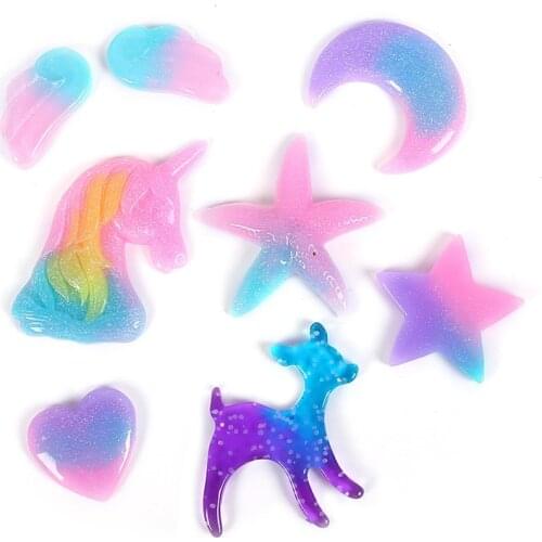 2pcs/6pcs Unicorn Star Moon Filler For Clear/Fluffy Mud Box Popular Children Toys Kids Slime DIY Kit Accessories Modeling Clay