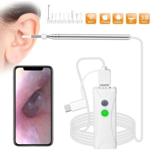 3.9mm 2MP 1080P WIFI Earpick Endoscope Cleaning Ear Wax Remover 3in1 usb Visual Otoscope Earscope Cleaner Inspection Camera