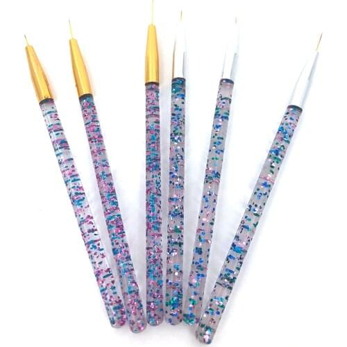 3Pcs Acrylic French Stripe Nail Art Liner Brush Set 3D Tips Manicure Ultra-thin Line Drawing Pen UV Gel Brushes Painting Tools