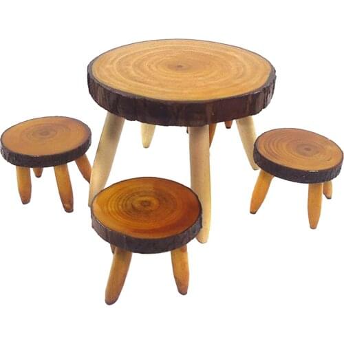 5Pcs 1/12 Dollhouse Landscape Table Chair Toy Dining Room Kitchen Room Decor