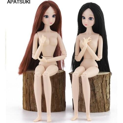 1:6 Dollhouse Accessories Multi Style Pretty Eyes Doll Heads For 11.5" Doll Natural Long Hair WIG Head For 1/6 BJD Doll DIY Toys