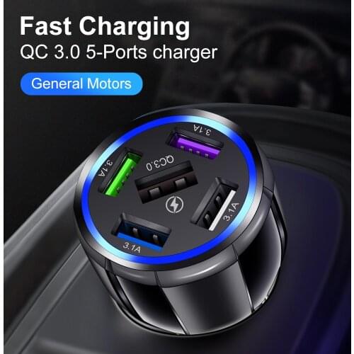 5 USB Car Charger Fast Charger For iphone 11 XR Xiaomi redmi 10 pro Huawei Samsung Quick charge 3.0 Portable USB Charger Adapter