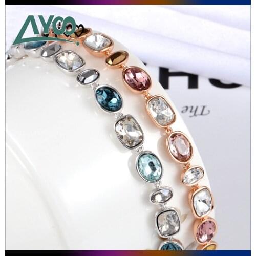 SWA Fashion Jewelry 1:1 Simple Romantic Charm Austrian Crystal Bracelet Female Rose Gold Irregular Oval Stone Crystal Bracelet