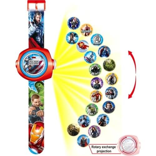 Spiderman iron Man Hulk The Avengers 20 projection Pattern digital watch Cartoons boy girl LED Electronics Toy children watch