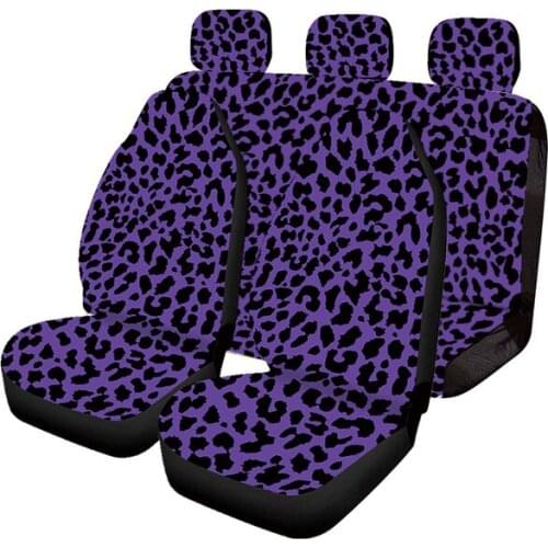 Aimaao Purple Leopard Animal Print Car Seat Covers Full Set for Auto Cars Sedan SUV Automotive Interior Accessories For Vw
