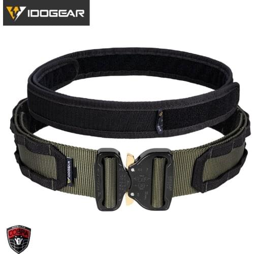 IDOGEAR 2 Inch Hunting Combat Belt Metal COBRA Buckle Duty MOLLE Tactical Mens Belts Quick Release 3420