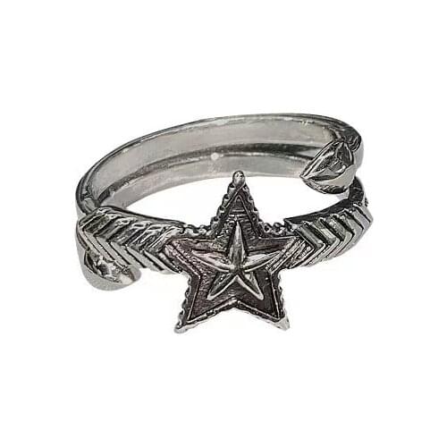 POTCET Unisex Five-Pointed Star Openable Ring Geometric Fashion Retro Hip Hop Personality Party Jewelry