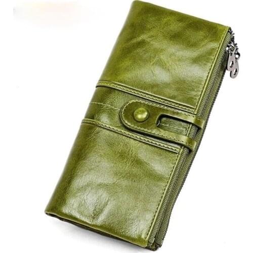 High Quality Cow Leather RFID Wallet Women Hasp Zipper Walets Genuine Leather Female Purse Long Womens Wallets Ladies Clutch