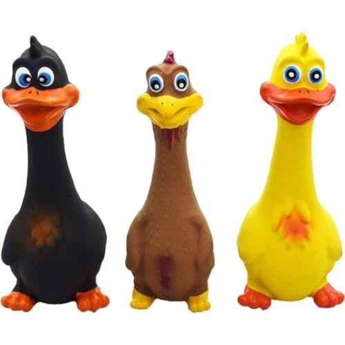 Screaming Chicken Ducks Hot Sell Pets Dog Cats Toys Squeeze Squeaky Sound Funny Toy Safety Rubber For Dogs Puppy Chew Toys