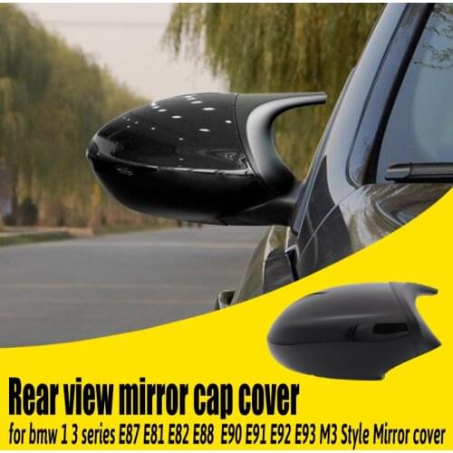 Horn Rearview Mirror Caps Replacement Bright Black for Bmw 1 3 Series E87 E81 E82 E88 E90 E91 E92 E93 M3 Style Mirror Cover