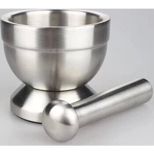 Kitchen Tool Stainless Steel Mortar Pestle Pugging Pot Garlic Spice Grinder Pharmacy Herbs Bowl Mill Grinder Crusher Gadget