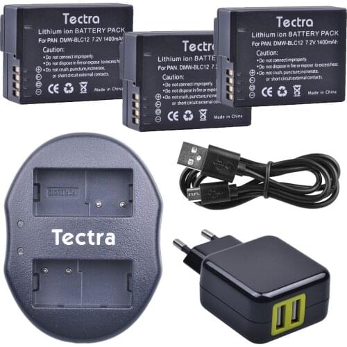 1400mAh 3Pcs DMW-BLC12 BLC12PP BP-DC12 Li-ion Battery for Panasonic FZ1000 FZ200 FZ300 G5+USB Dual Battery Charger+AC Adaptor
