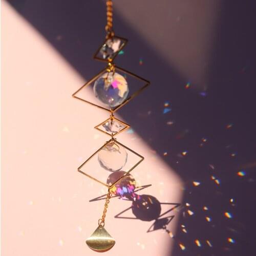 Moon Sun Ball Crystal Decor Hanging Metal Prism Ornament Pendant Home Garden Car Decor