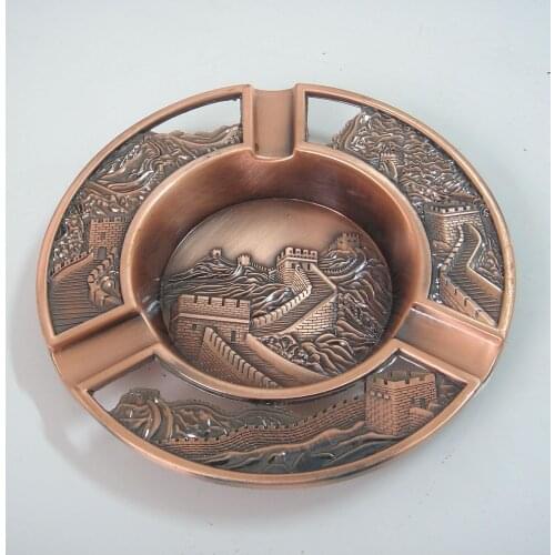 Great Wall metal ashtray with brass plating Antique Style Design size Dia 12CM
