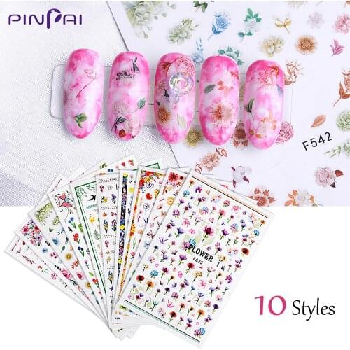 Fashion Flowers Grass Natural Series Nail Sticker Self-adhesive DIY Manicure Tips Sticker Decals Nail Art Decoration Accessories