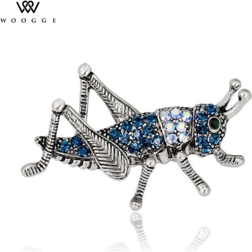 2018 Fashion Jewelry New Cute Crystal Rhinestone Grasshopper Brooch Lapel Pins Men Brooch Broches Vintage Brooches For Women