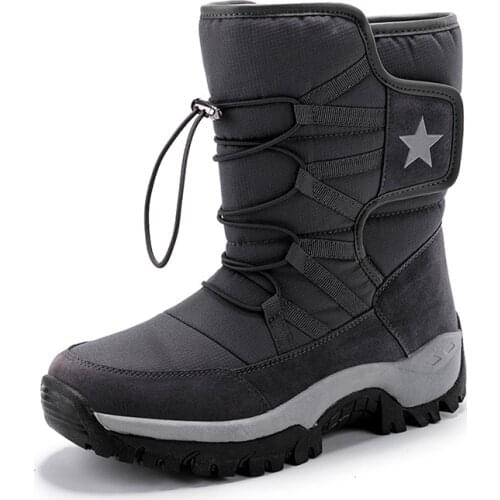 Snow Boots Men Waterproof Mens Winter Boots With Fur Winter Shoes Nonslip Men Boots Platform Thick Plush Warm Ski Boots
