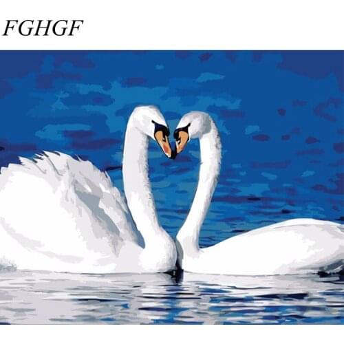 Colorful Abstract Lion Framed Picture Swan Painting Calligraphy DIY Painting By Numbers Coloring By Numbers 40cm*50cm