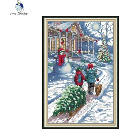 Winter snow scenery pattern cross stitch kit Aida 11CT 14CT canvas printing needlework embroidery set Christmas decoration gifts