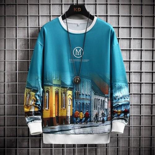 Autumn Spring 2021 New Casual Hoodies Sweatshirt For Mens Hip Hop Tie-Dye Punk Pullover Streetwear Fashion Printed Top Clothes