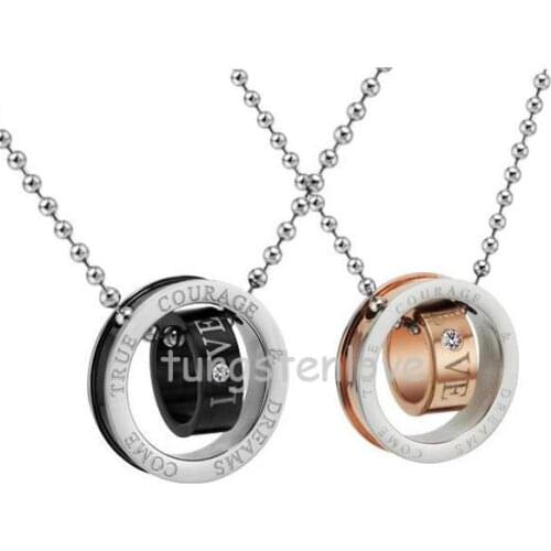 Charm Fashion Surgical Stainless Steel "Love" Circles Pendant Necklace Women Men Couples Set Circles Best Friends