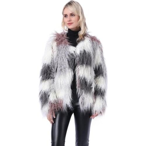 Autumn faux mink fur leather jacket womens warm Mid-length fur leather coat women loose jackets winter thicken fashion b516