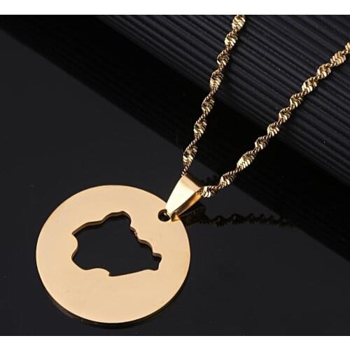 Stainless Steel Nigeria Map Pendant Necklaces Nigerians Maps Round Chain Jewelry