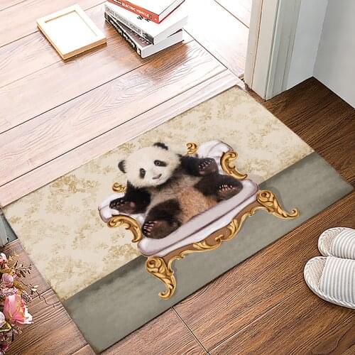 Panda Sitting On The Couch Retro Anti-Slip Doormat Bedroom Kitchen Mat Bathroom Rug Home Doormat for Entrance Door