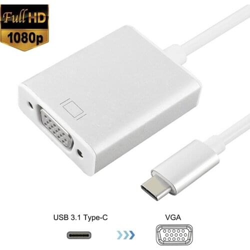 USBC to VGA Adapter USB 3.1 Type C Male to Female VGA Converter Cable 1080P FHD for Macbook 12 inch Chromebook Pixel Lumia 950XL