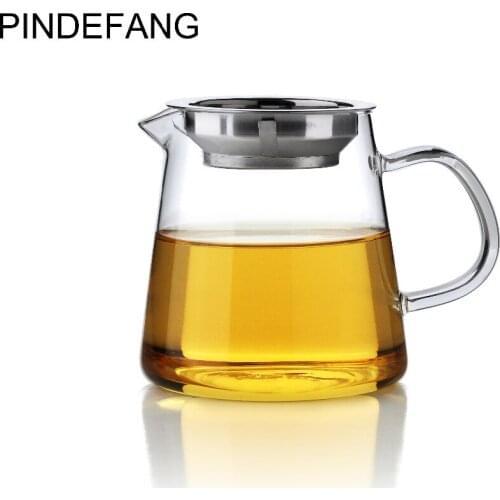 PINDEFANG 480ml Large Heat-resistant Glass Fair Mug Serving Cup Pitcher pot W/ Filter Gift tea set Kungfu teaware Tool Strainer
