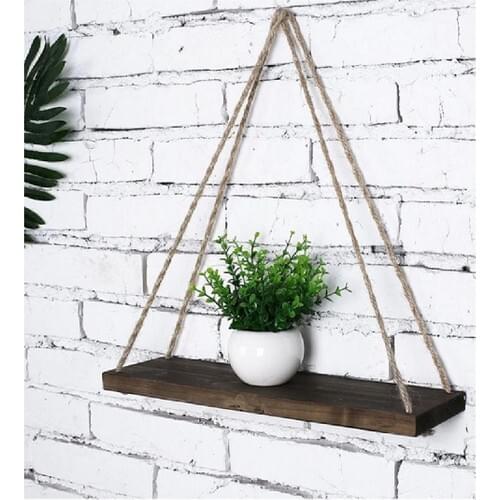Plus Accessory Plusaksesuar Wood Solid Decorative Rope Wall Rack/Bookcase Accessories Rack