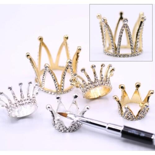 3D Mini Luxury Crown Nail Brush Displayer Stand Acrylic UV Gel Painting Pen Holder Shelf Displayer Manicure Tools
