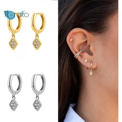 Geometry Rhombus Earrings 925 Sterling Silver Hoop Earrings for Women Prevent Allergy Huggie Earring Fashion Jewelry Accessories