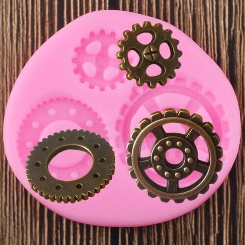 Mechanical Screw Gear Silicone Mold Baby Birthday Cupcake Topper Fondant Cake Decorating Tools Chocolate Candy Clay Molds