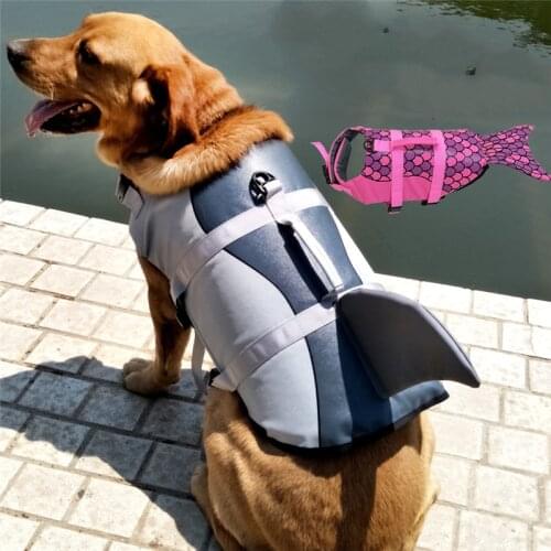Dog Life Jacket Shark Mermaid Swimsuit Ripstop Dog Lifesaver Shark Vest with Rescue Handle Dog Safety Swimwear Pool Beach Boatin