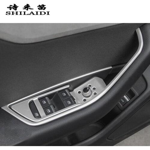 Car styling door armrest panel covers trim window glass lift buttons frame stickers For Audi A4 B9 interior auto Accessories LHD