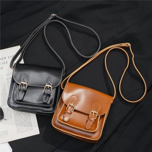 New Retro Fashion Teens Couples Mini Shoulder Crossbody Bag Crazy Horse Leather Small Messenger Bag Men Travel Phone Pouch Purse