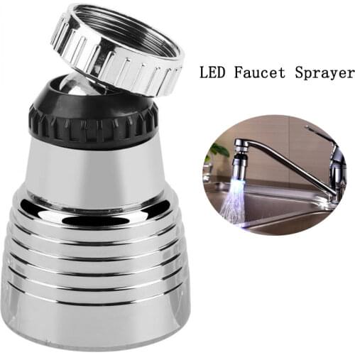 360 Degree Rotation Temperature Sensor Light Water Tap for Kitchen and Bathroom Colored LED Faucet Sprayer Kitchen Faucet