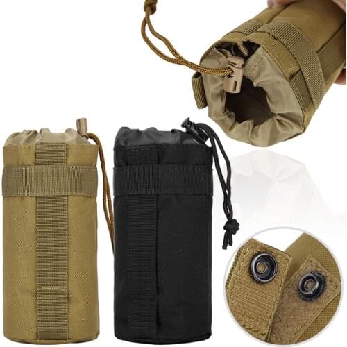 Tactical Water Bottle Carrier 500Ml Outdoor Molle Pouch Bag for Camping Hiking Traveling with Shoulder Strap Hiking Accessories