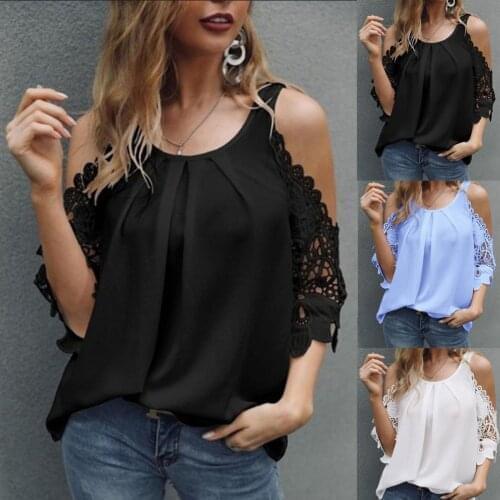 Off Shoulder Tunic Tops For Ladies Plus Size 2021 Summer Blouses Et Chemises Long Sleeve Hollow Out Black Office Clothing