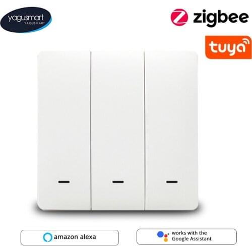 Yagusmart Tuya Zigbee Smart Switch No Neutral Alexa Google Home APP Remote Control Physical Push Button Switches